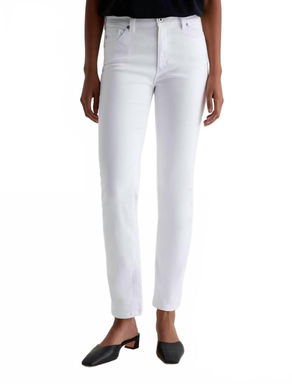 NEW AG JEANS mari high-rise slim straight jean in white